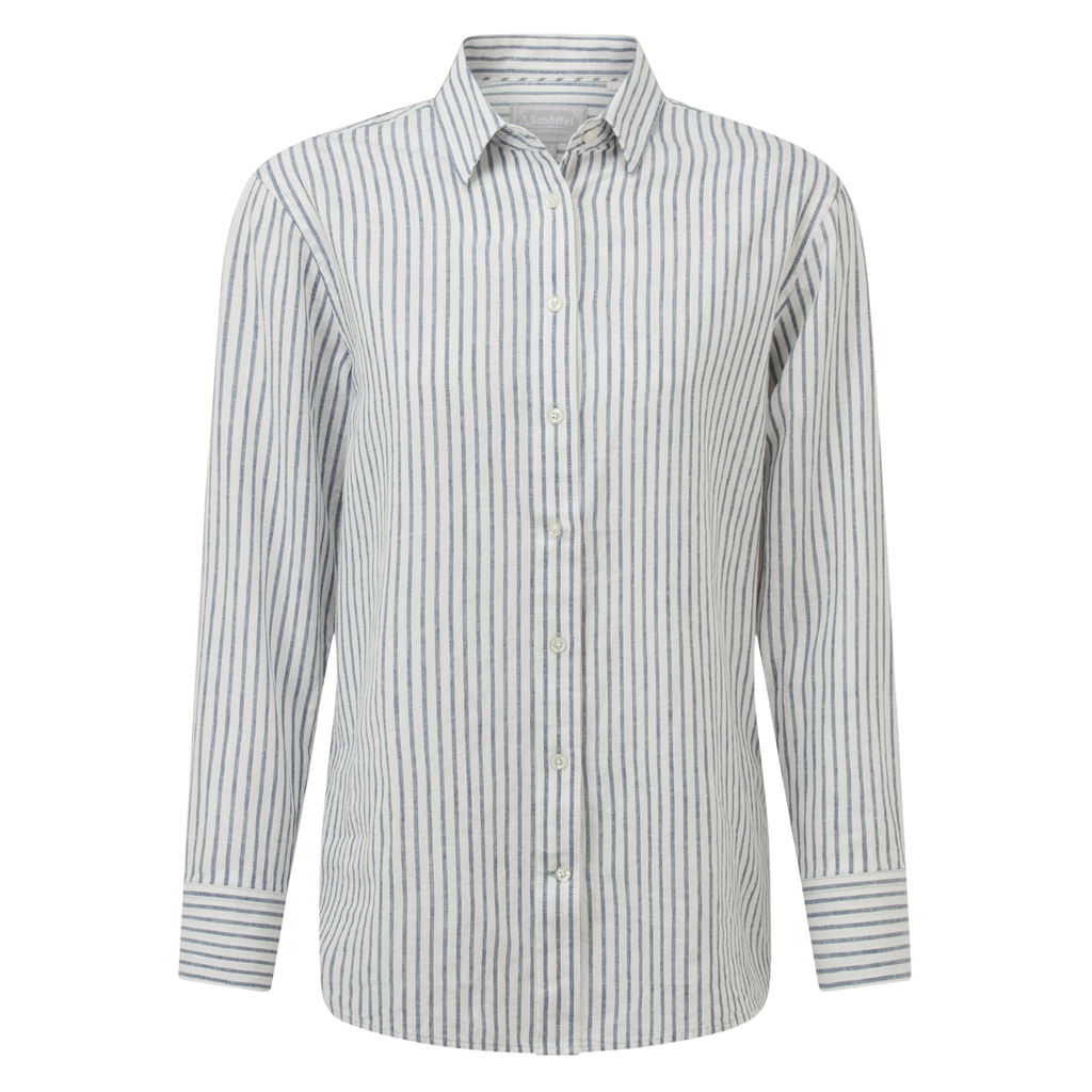 Schoffel Ladies Salthouse Linen Shirt - Blue Stripe