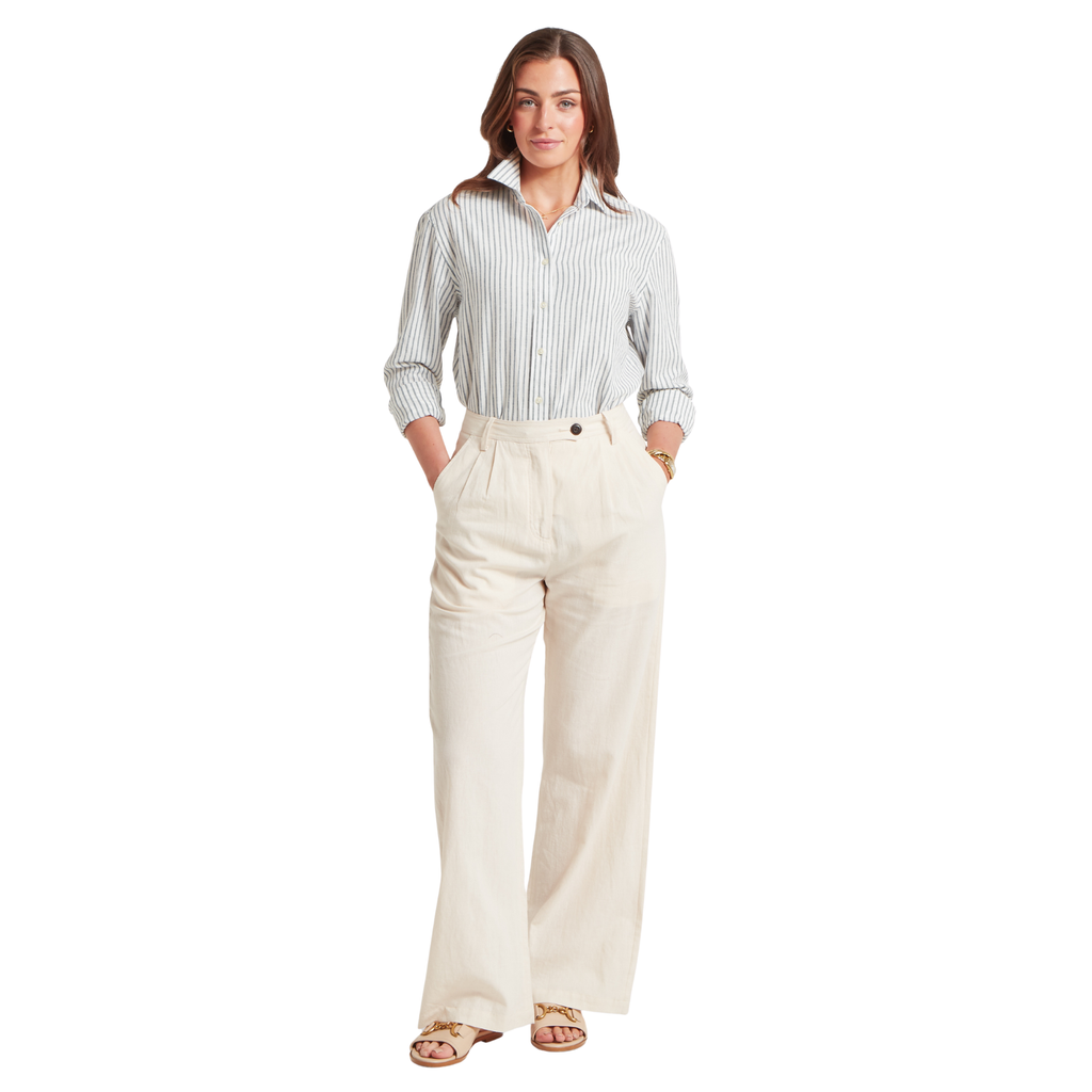 Schoffel Ladies Salthouse Linen Shirt - Blue Stripe