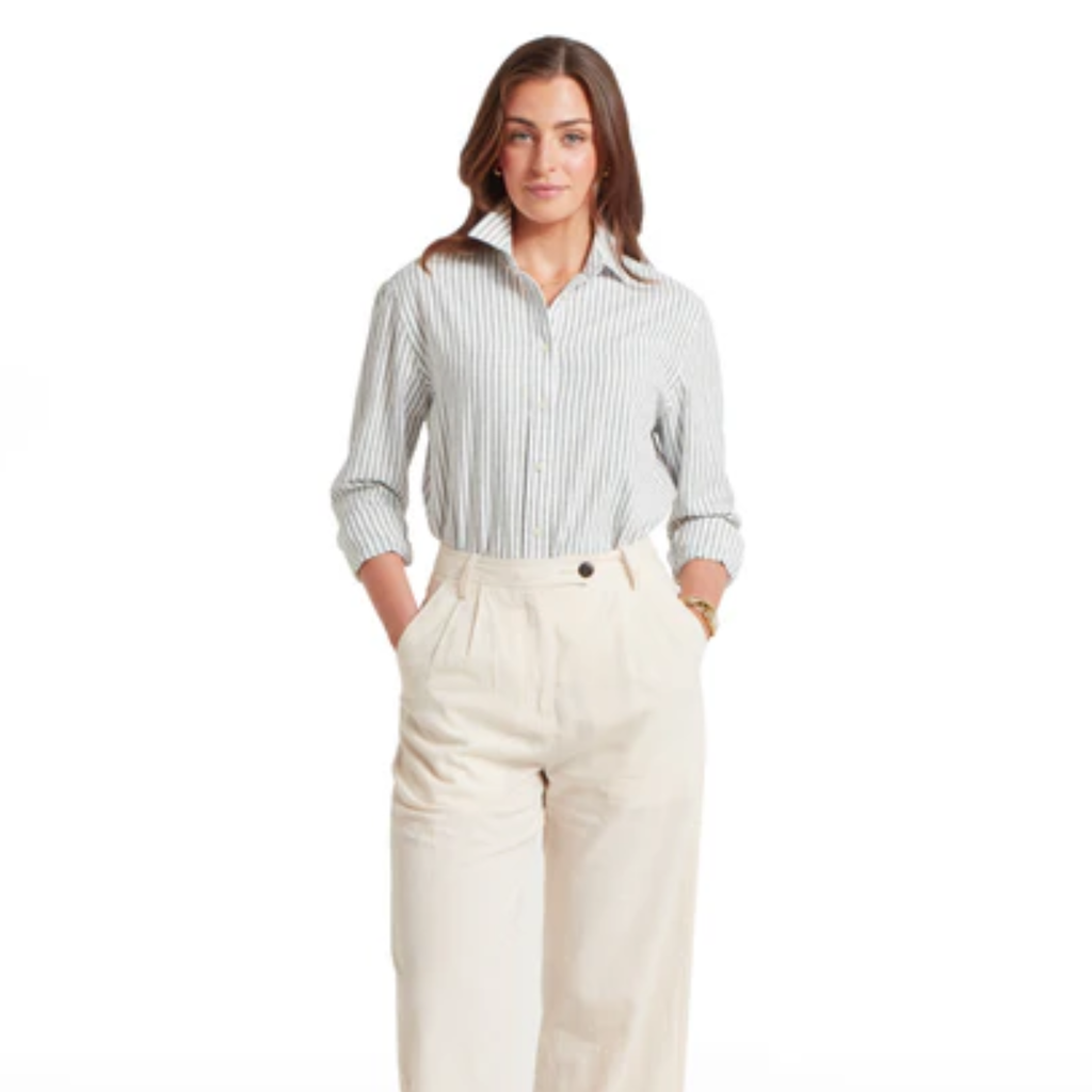 Schoffel Ladies Salthouse Linen Shirt - Blue Stripe