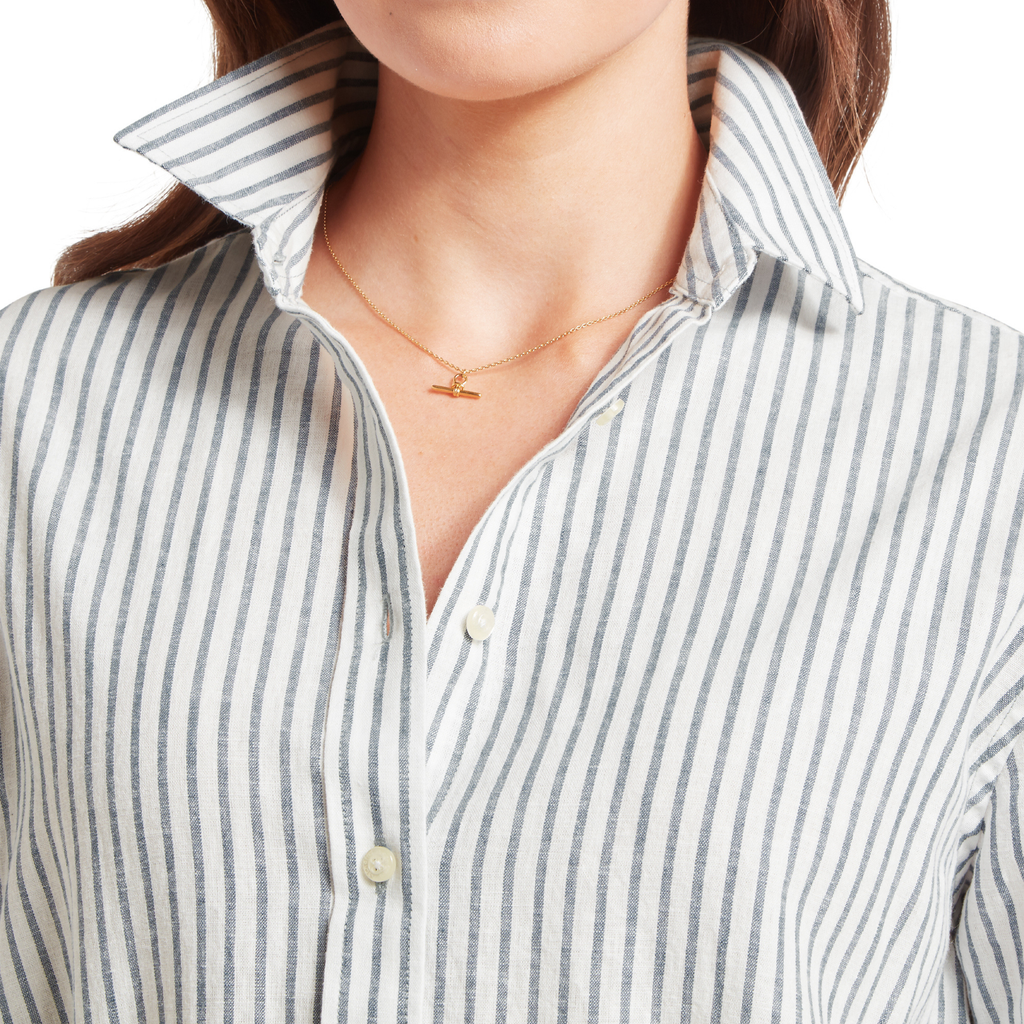 Schoffel Ladies Salthouse Linen Shirt - Blue Stripe