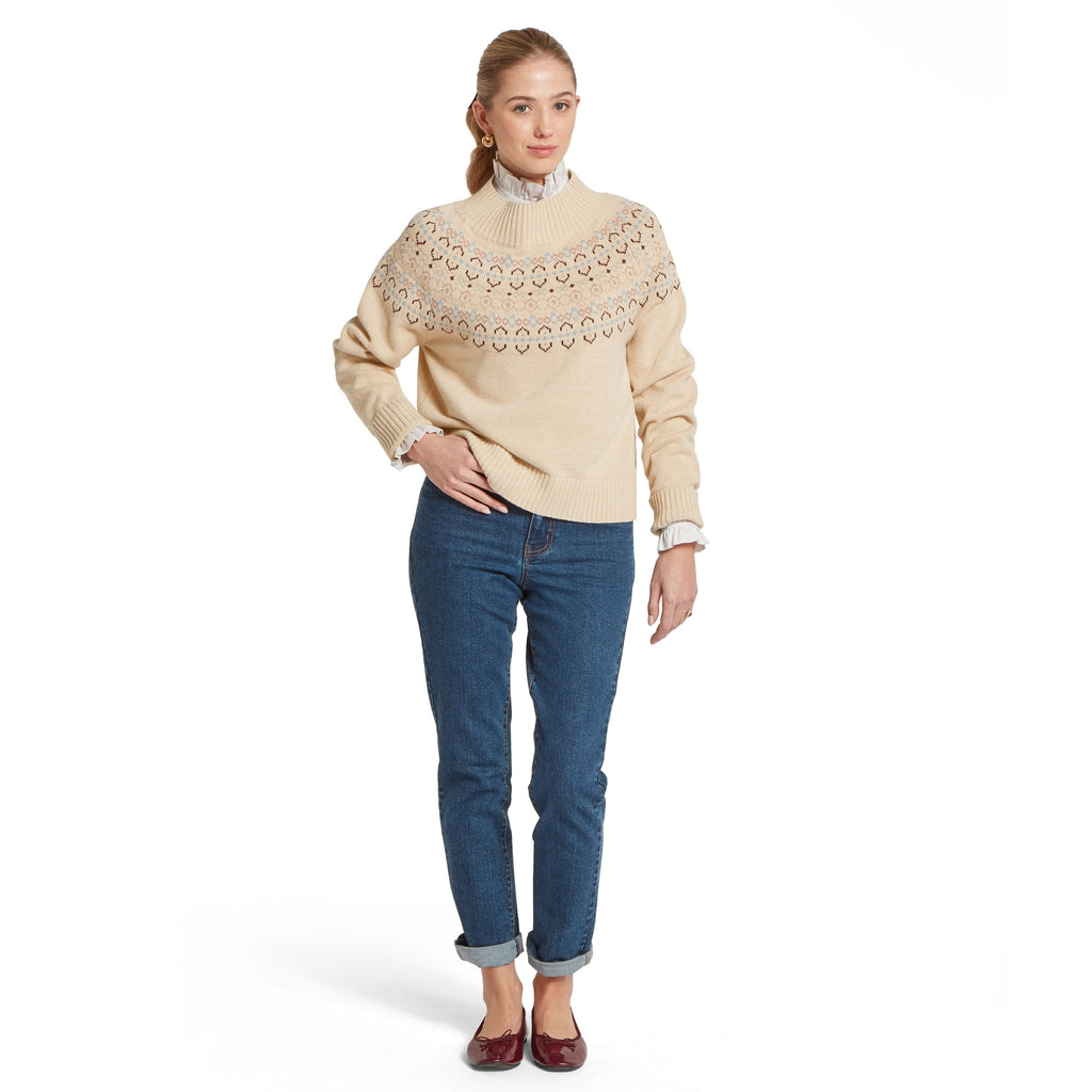 Schoffel Ladies Tresness Fairisle Jumper - Port/Lake Blue