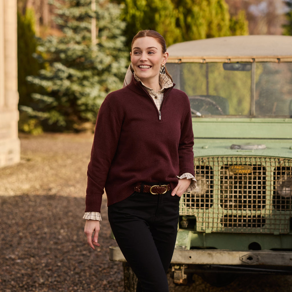 Schoffel Ladies Thoralby 1/4 Zip Jumper - Port