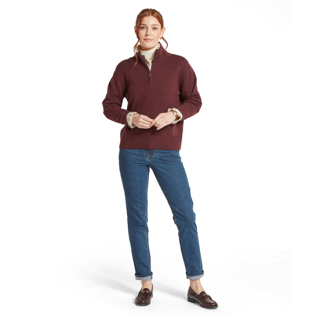 Schoffel Ladies Thoralby 1/4 Zip Jumper - Port