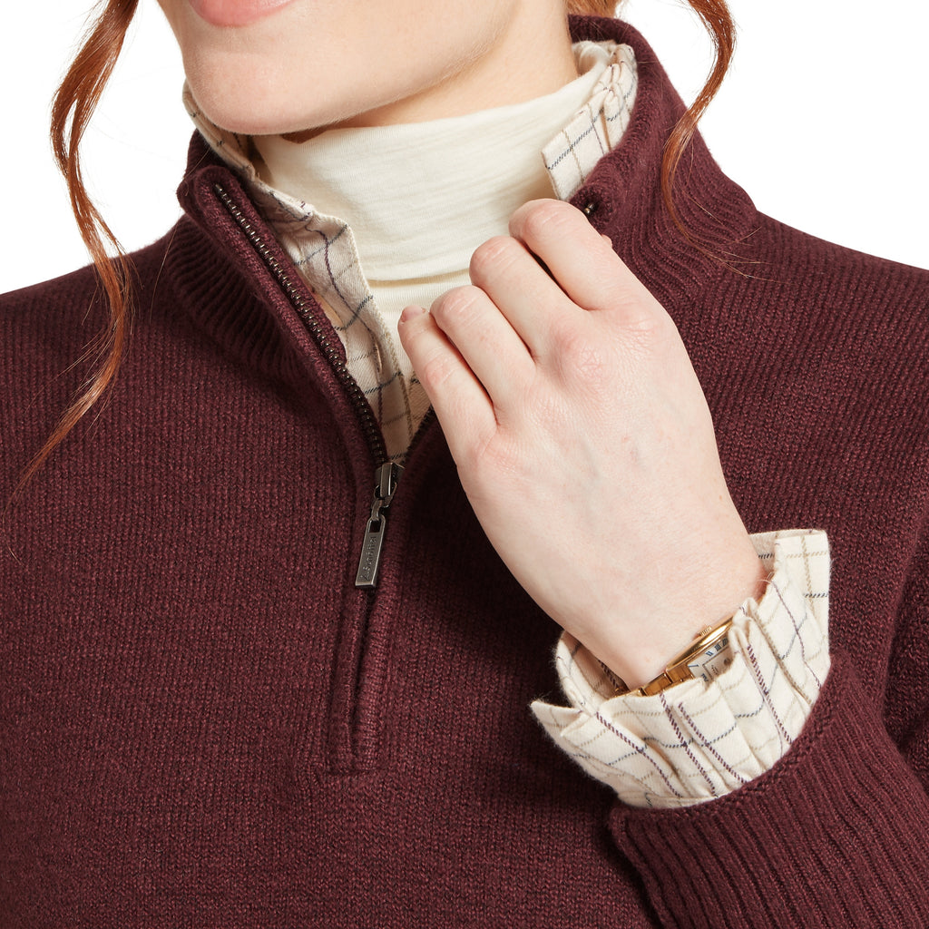 Schoffel Ladies Thoralby 1/4 Zip Jumper - Port
