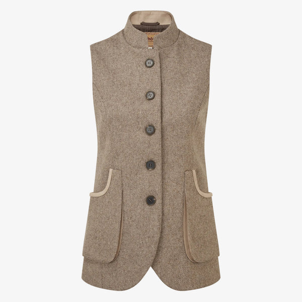 Schoffel Ladies Pennan Tweed Waistcoat - Cobblestone Herringbone Tweed