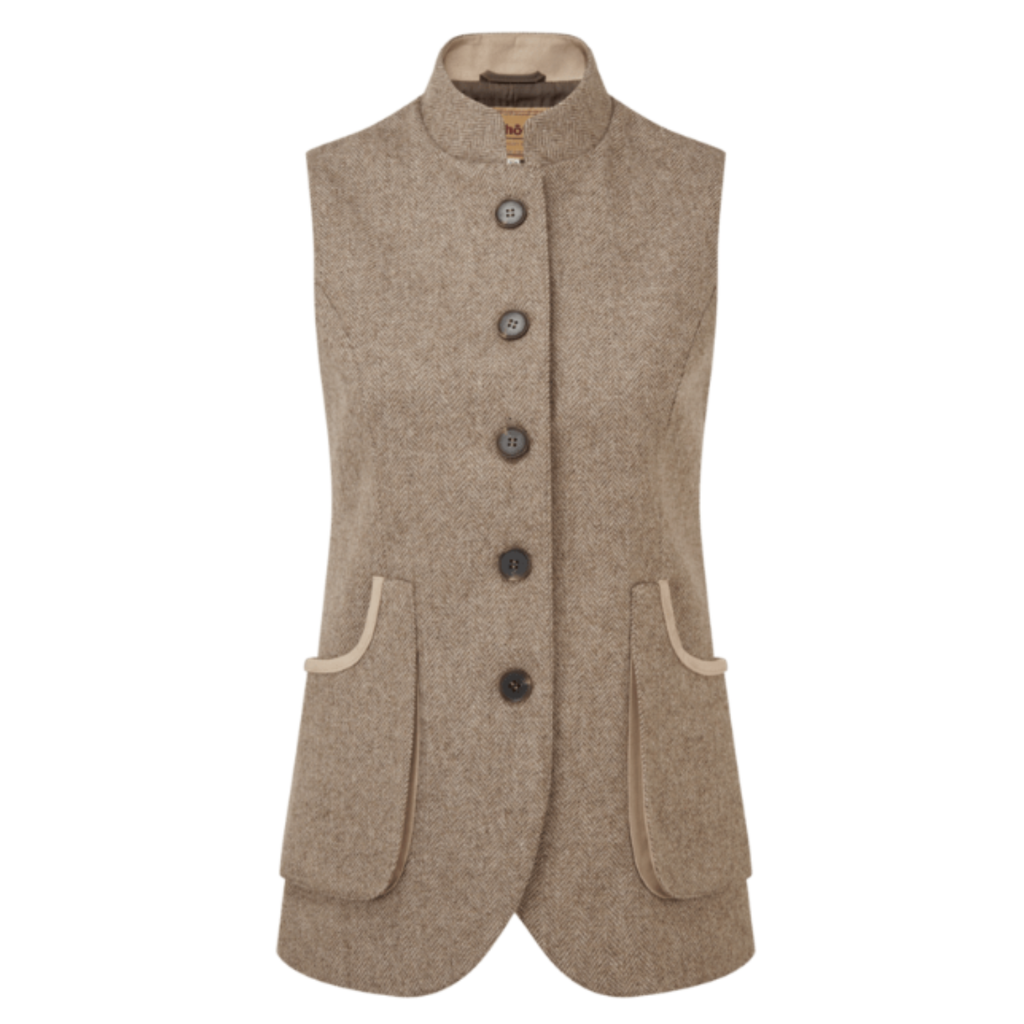 Schoffel Ladies Pennan Tweed Waistcoat - Cobblestone Herringbone Tweed