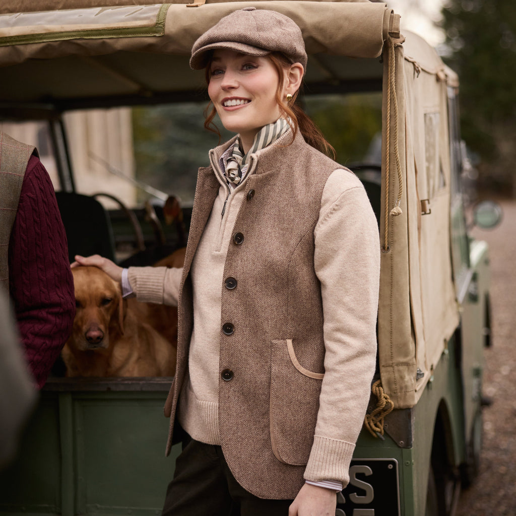 Schoffel Ladies Newsboy Cap - Cobblestone Herringbone Tweed