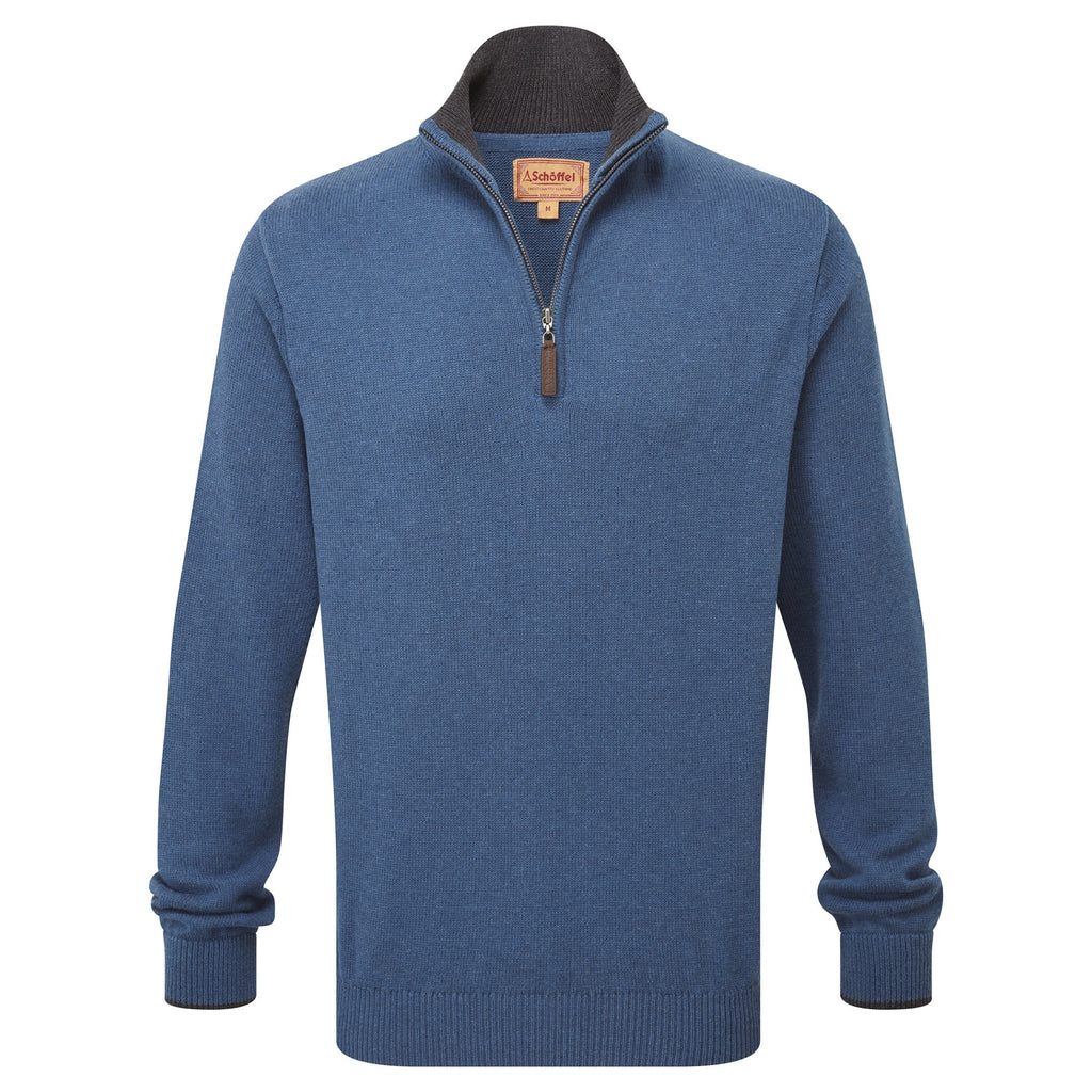Schoffel Mens Castlebay 1/4 Zip Jumper - Force Blue