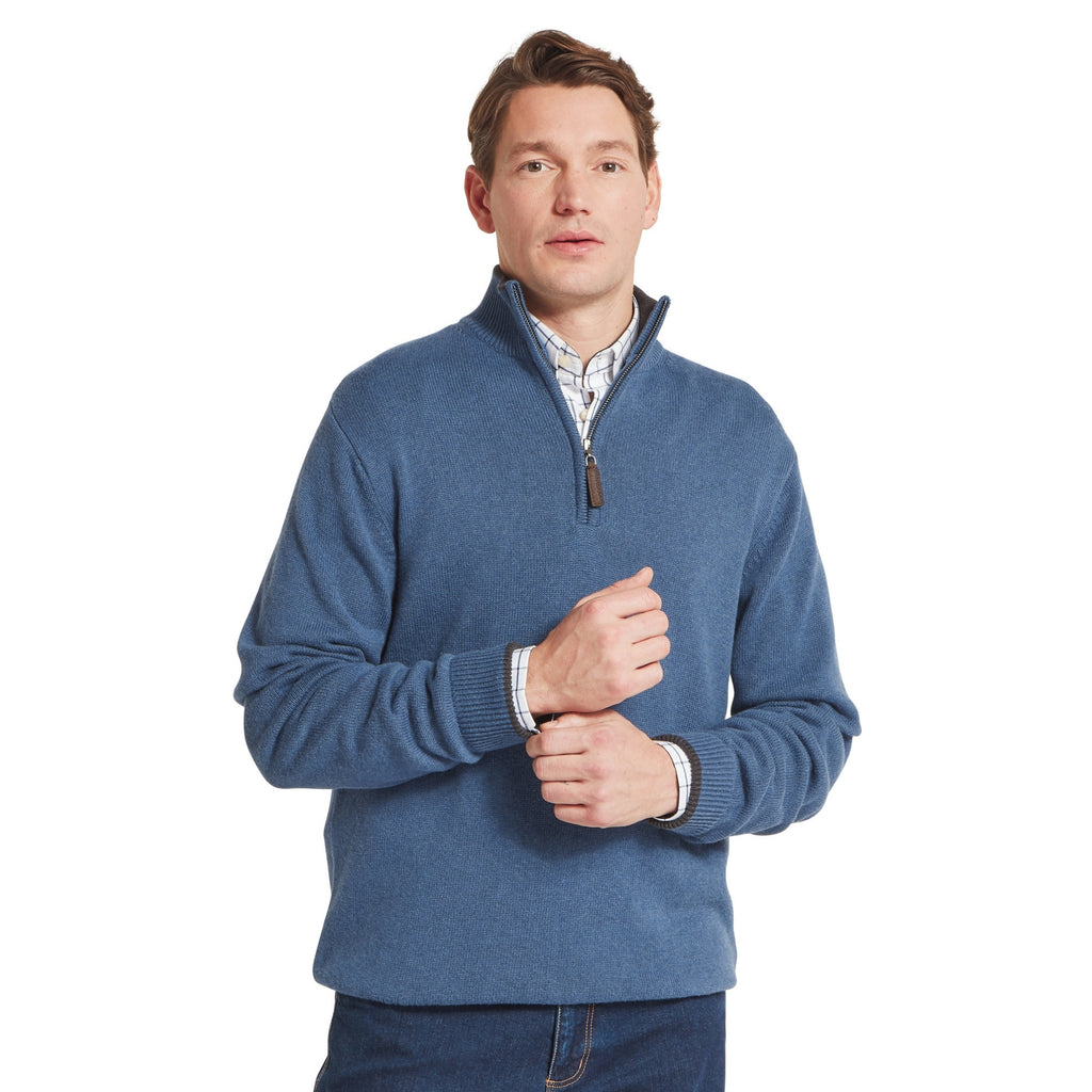 Schoffel Mens Castlebay 1/4 Zip Jumper - Force Blue