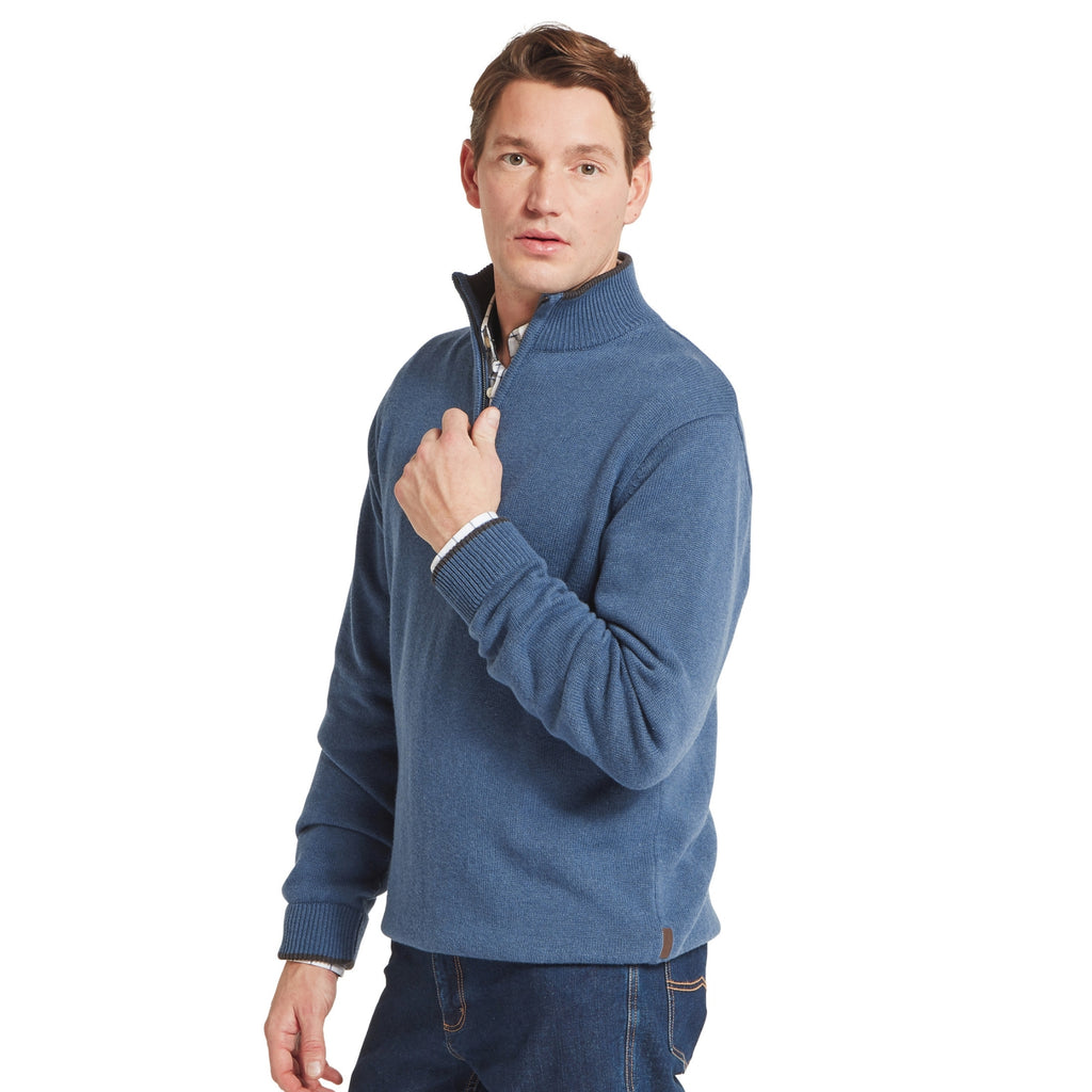 Schoffel Mens Castlebay 1/4 Zip Jumper - Force Blue