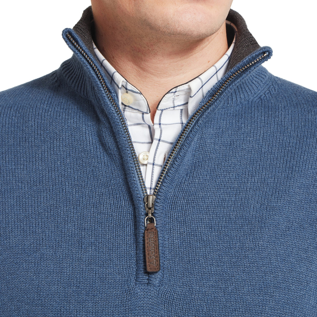 Schoffel Mens Castlebay 1/4 Zip Jumper - Force Blue