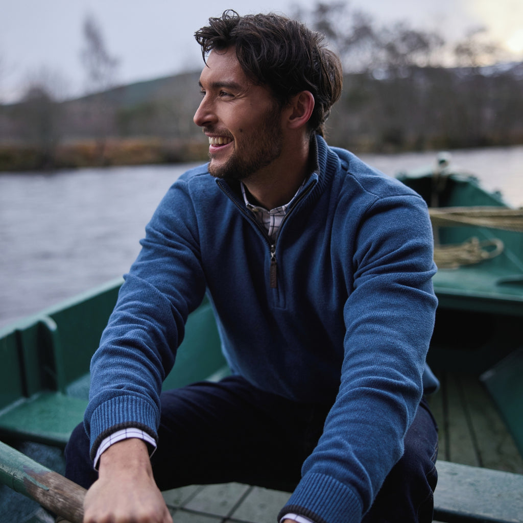 Schoffel Mens Castlebay 1/4 Zip Jumper - Force Blue