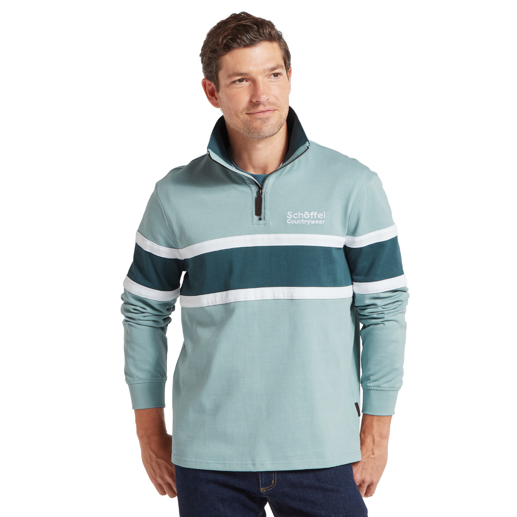 Schoffel Mens Exmouth Heritage Quarter Zip - Powder Blue