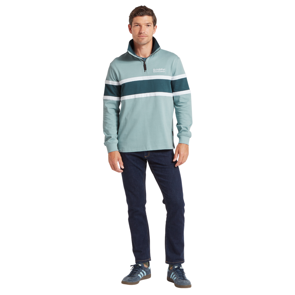 Schoffel Mens Exmouth Heritage Quarter Zip - Powder Blue