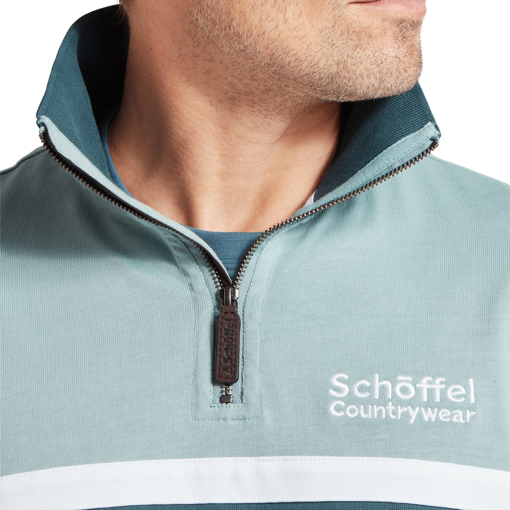 Schoffel Mens Exmouth Heritage Quarter Zip - Powder Blue