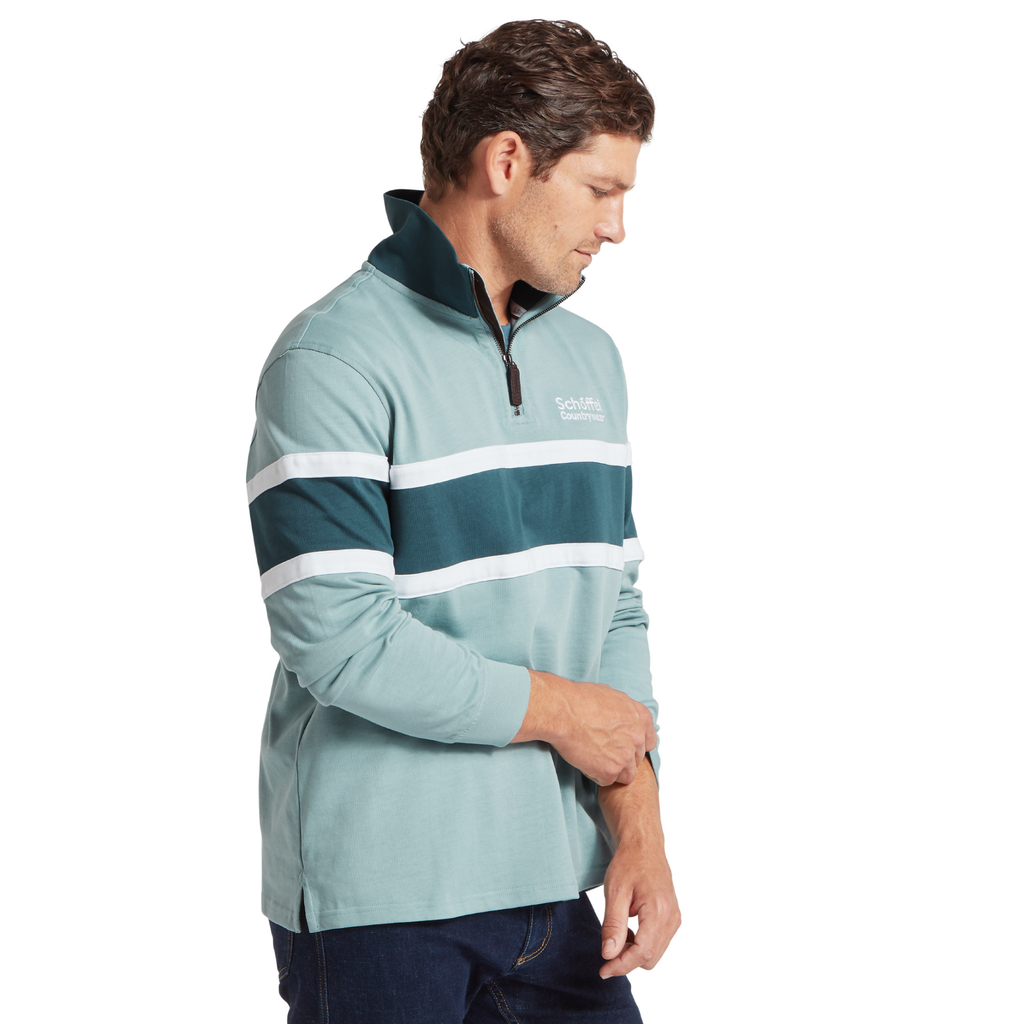 Schoffel Mens Exmouth Heritage Quarter Zip - Powder Blue