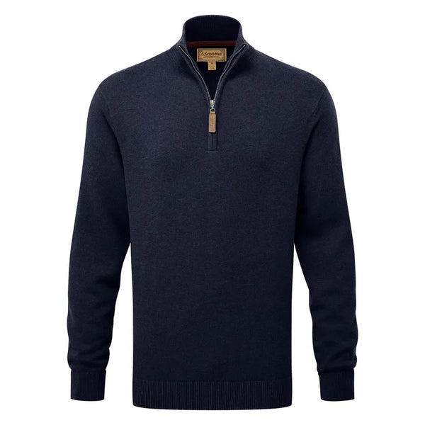 Schoffel Mens Calton Cotton Cashmere 1/4 Zip Jumper - Navy