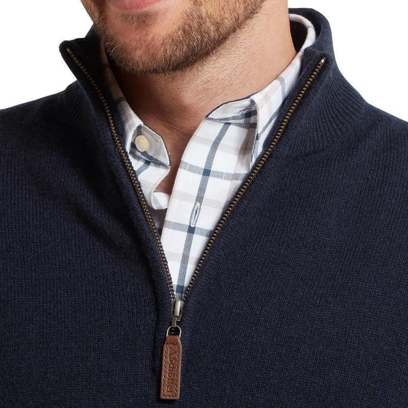 Schoffel Mens Calton Cotton Cashmere 1/4 Zip Jumper - Navy