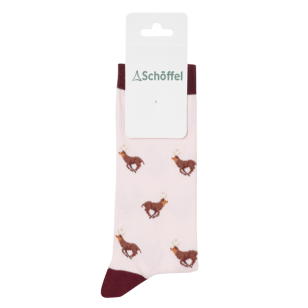 Schoffel Ladies Single Cotton Sock - Pink Stag