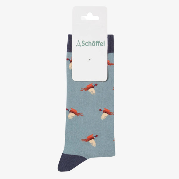 Schoffel Ladies Single Cotton Sock - Sterling Blue Pheasant