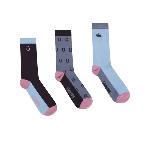 Schoffel Ladies Bamboo Sock Box 3 Pack - Equestrian Mix