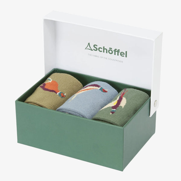 Schoffel Bamboo Sock Box of 3 - Lake Blue Pheasant