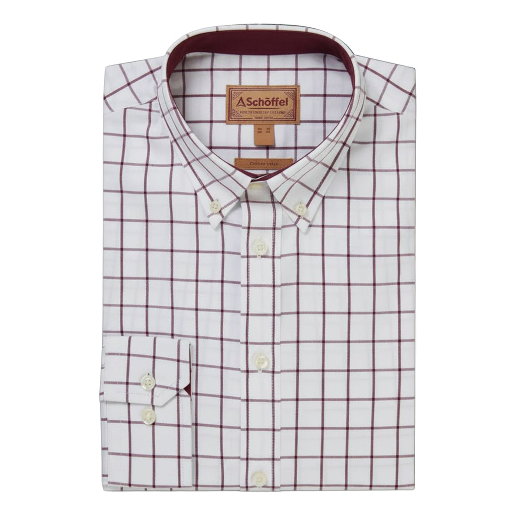 Schoffel Mens Halesworth Tailored Shirt - Burgundy Check