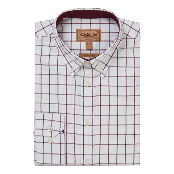 Schoffel Mens Halesworth Tailored Shirt - Burgundy Check