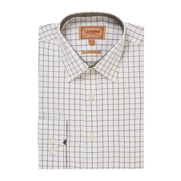 Schoffel Mens Burnham Tattersall Classic Shirt - Dark Olive Tattersall