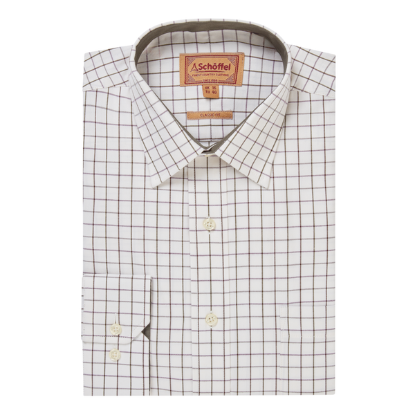Schoffel Mens Burnham Tattersall Classic Shirt - Dark Olive Tattersall