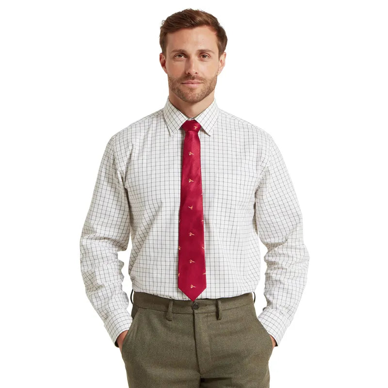 Schoffel Mens Burnham Tattersall Classic Shirt - Dark Olive Tattersall