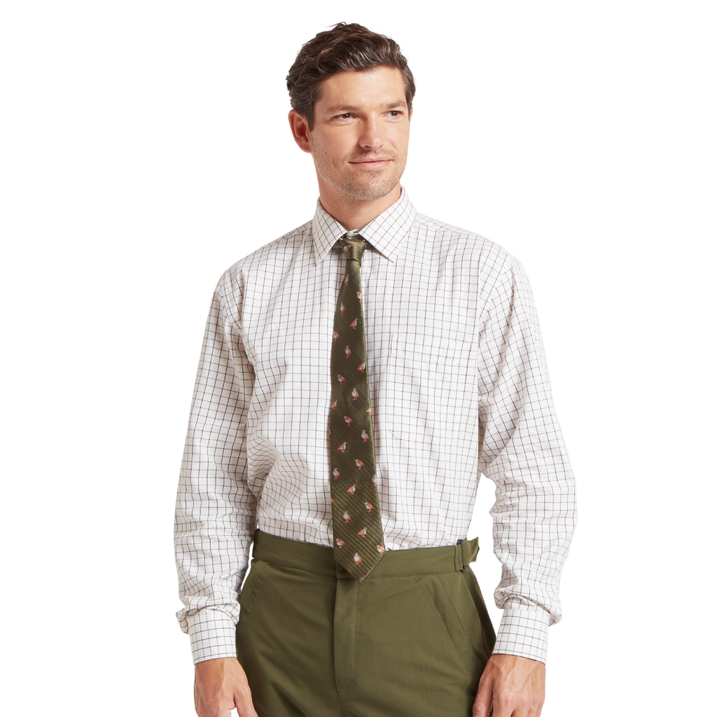 Schoffel Mens Burnham Tattersall Classic Shirt - Dark Olive Tattersall