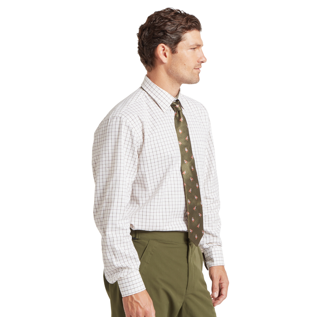 Schoffel Mens Burnham Tattersall Classic Shirt - Dark Olive Tattersall