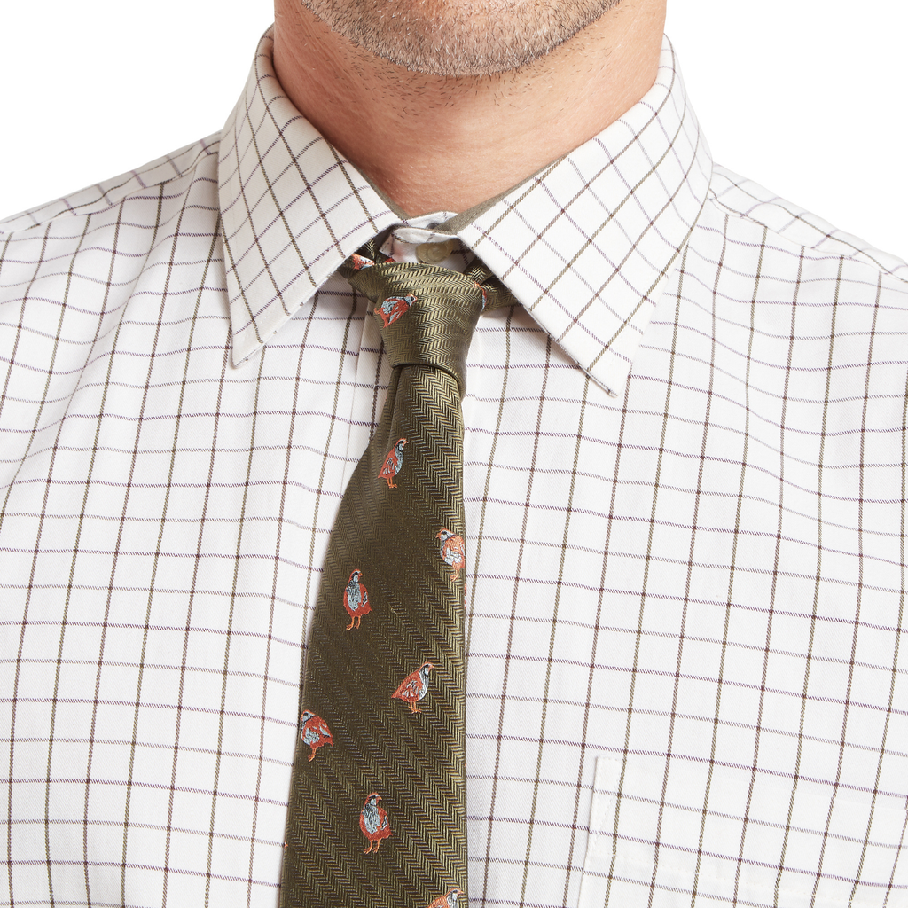 Schoffel Mens Burnham Tattersall Classic Shirt - Dark Olive Tattersall