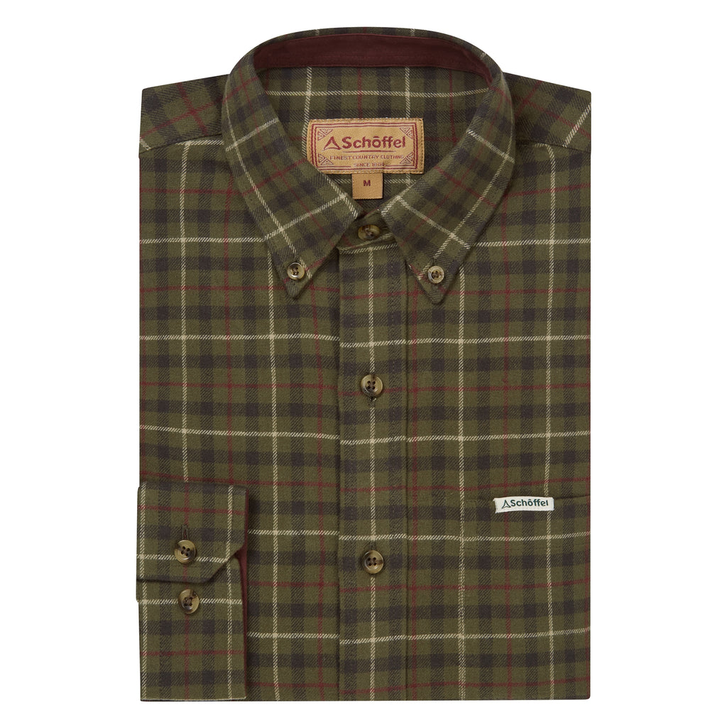 Schoffel Mens Akenham Shirt - Dark Khaki Green