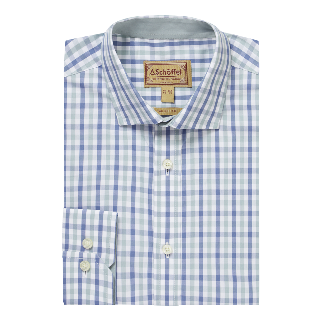 Schoffel Mens Hebden Shirt - Mist Blue/Vintage Indigo Check
