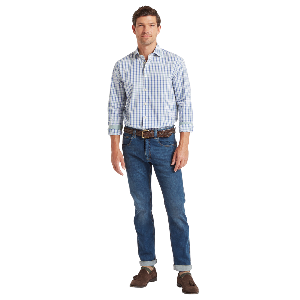 Schoffel Mens Hebden Shirt - Mist Blue/Vintage Indigo Check