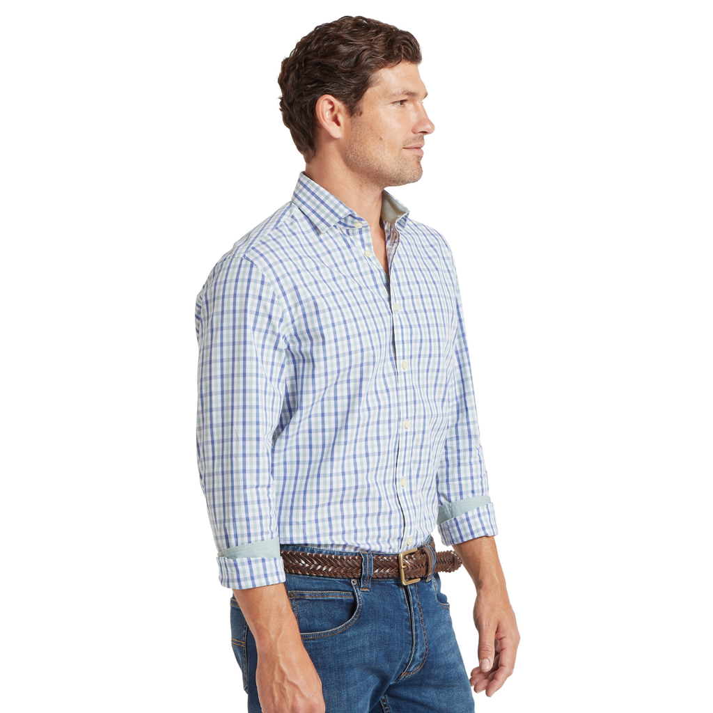 Schoffel Mens Hebden Shirt - Mist Blue/Vintage Indigo Check