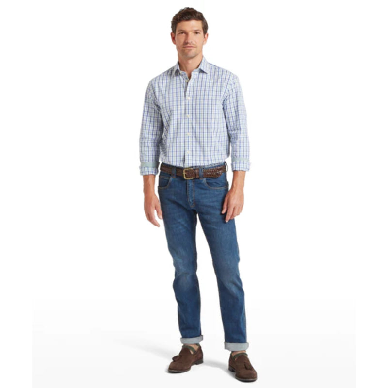 Schoffel Mens Hebden Shirt - Mist Blue/Vintage Indigo Check