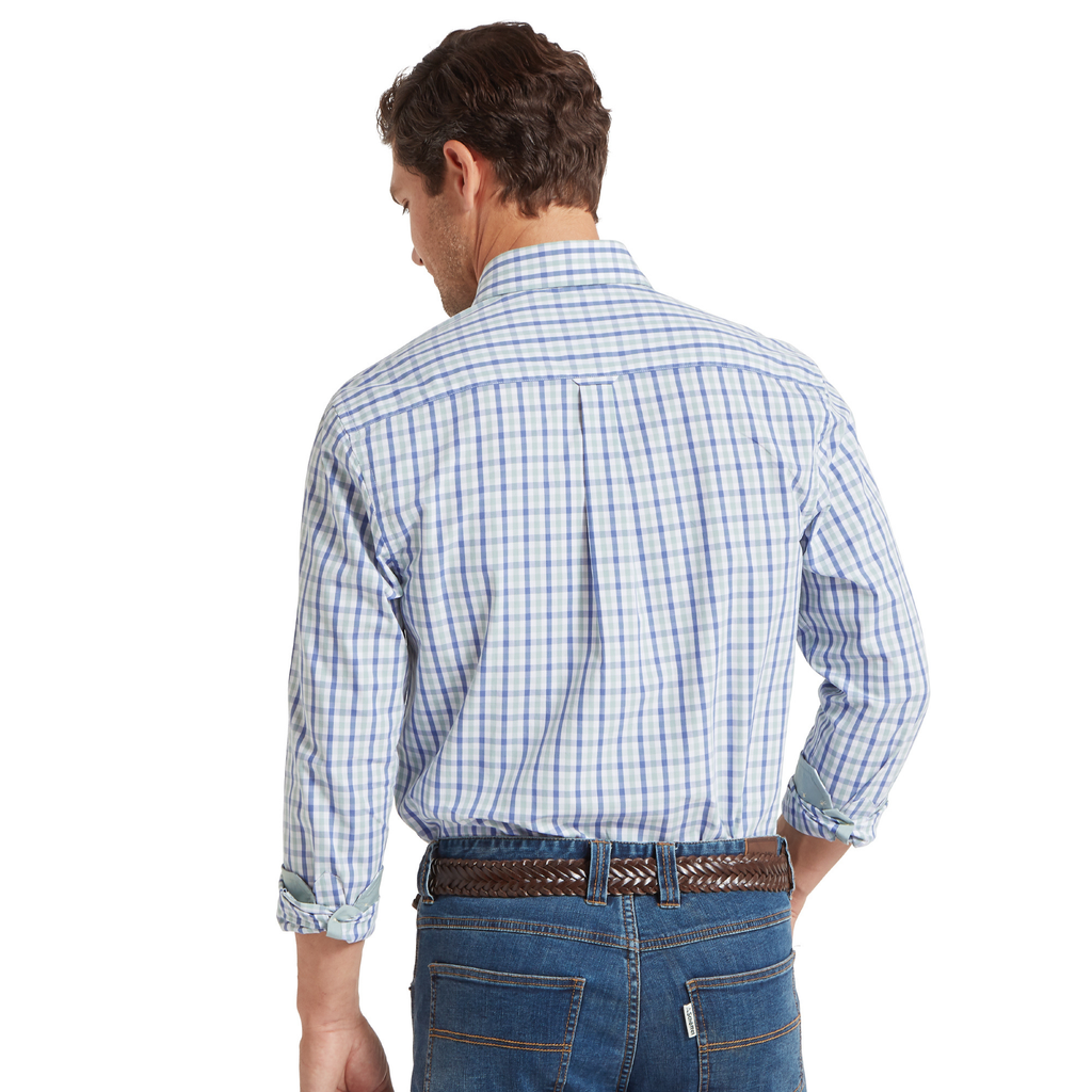 Schoffel Mens Hebden Shirt - Mist Blue/Vintage Indigo Check
