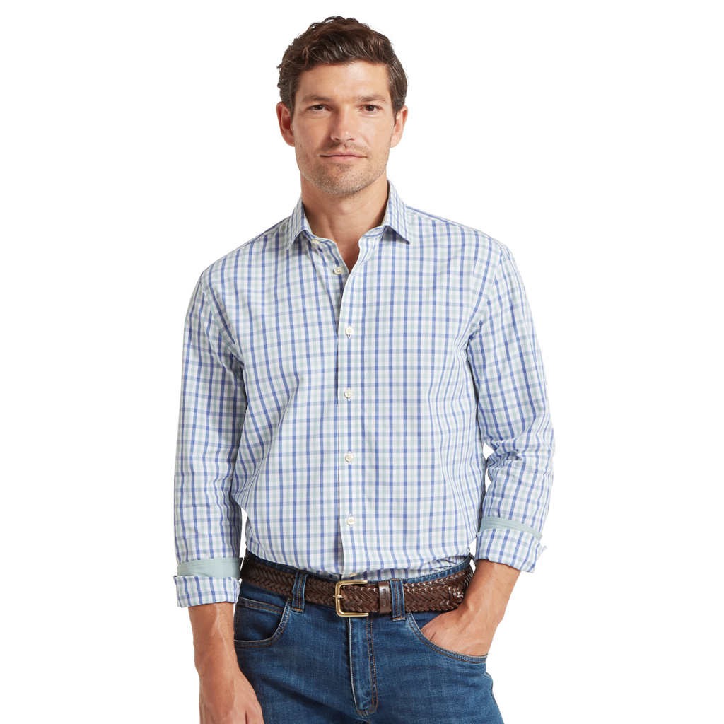 Schoffel Mens Hebden Shirt - Mist Blue/Vintage Indigo Check