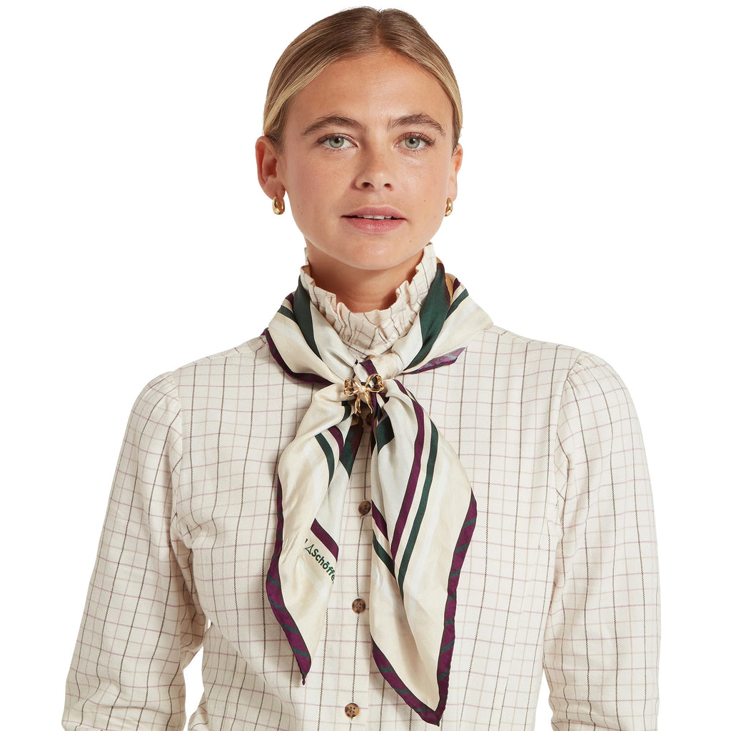 Schoffel Hathersage Silk Scarf - Bridle Stripe