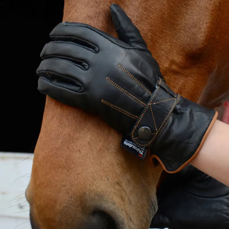 Hy5 Thinsulate Leather Winter Riding Glove - Black/Tan