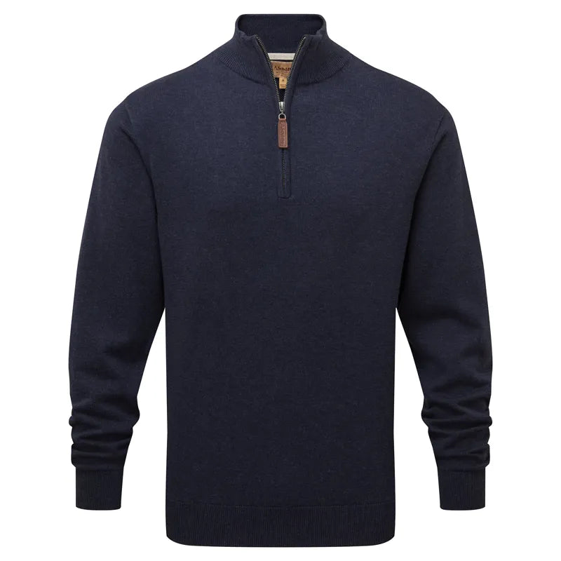 Schoffel Mens Porthmeor Pima Cotton 1/4 Zip Sweater - Navy