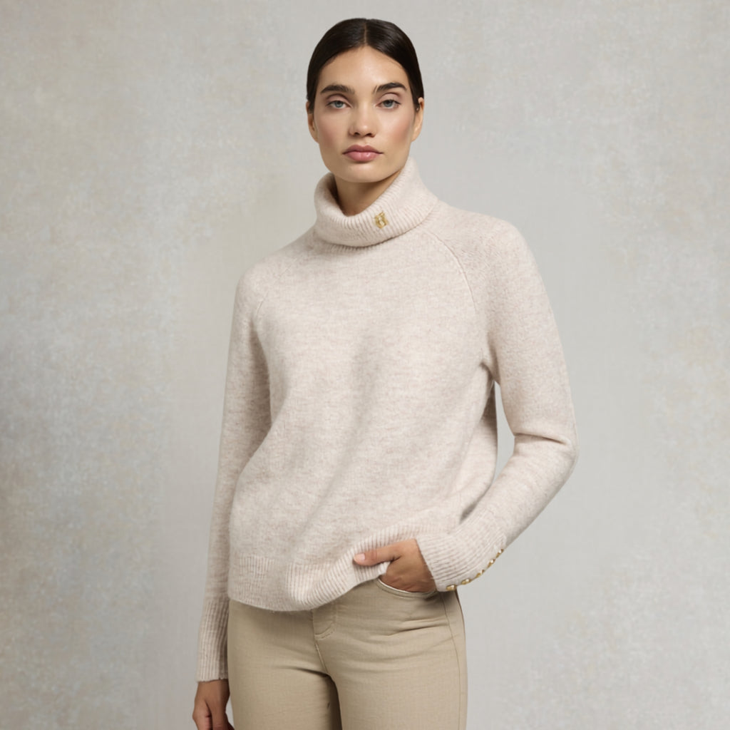 Holland Cooper Ladies Tori Roll Neck Knit - Barley