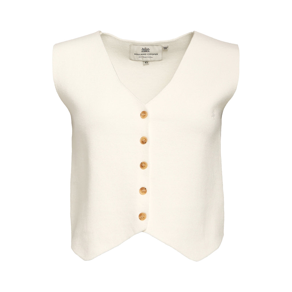 Holland Cooper Ladies Melanie Knitted Waistcoat - Natural
