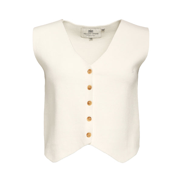 Holland Cooper Ladies Melanie Knitted Waistcoat - Natural