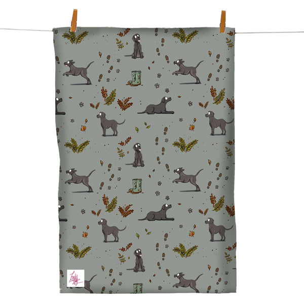 Emily Cole Black Labrador Pattern Tea Towel