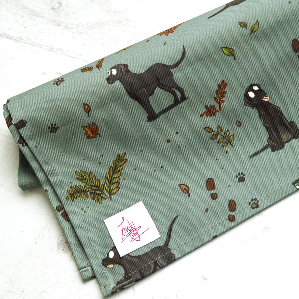 Emily Cole Black Labrador Pattern Tea Towel