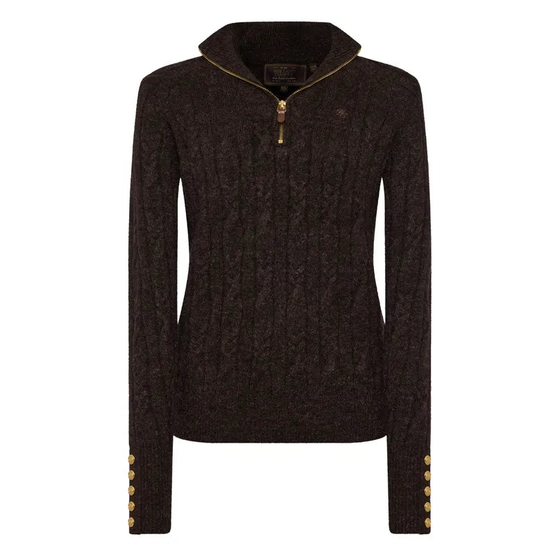 Holland Cooper Bridget Quarter Zip Knit - Chocolate